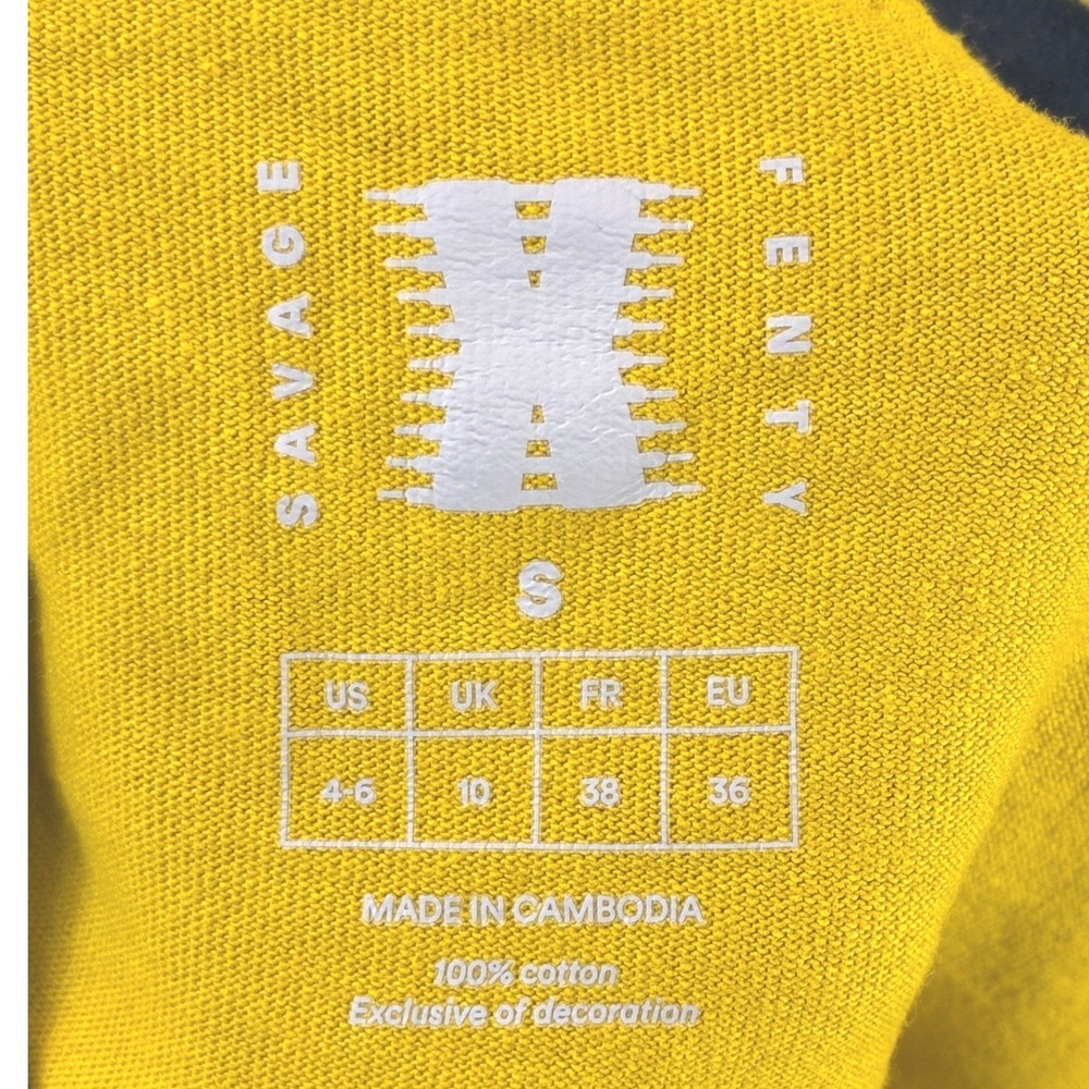 Savage X Fenty Cropped T-Shirt Womens S Yellow Mesh Layered Streetwear Casual - Picture 6 of 15